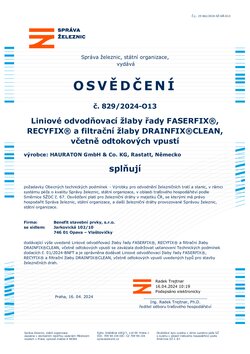 Osvědčení Správy Železnic