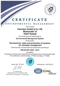 Environmental management certificate